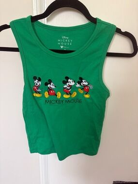 Disney Green Mickey Mouse Embroidered Tank Top